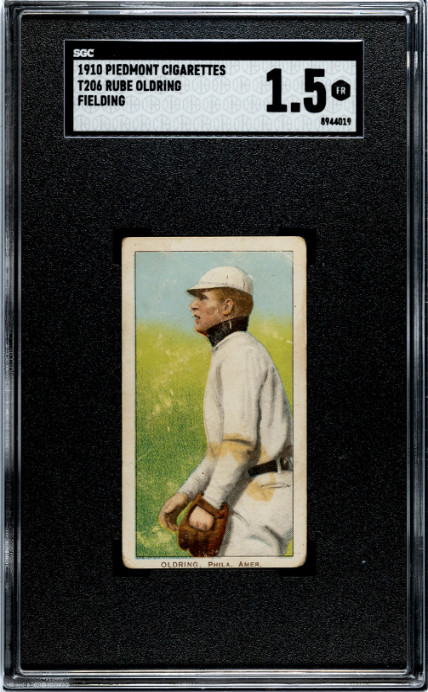 1910 T206 Rube Oldring Fielding SGC 1.5 Pidemont 350 / 25 Baseball Card