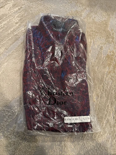 Camicia elegante bianca uomo Christian Dior nuova con polsini francesi taglia 15 5 32 33 COTONE