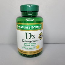 Nature's Bounty Vitamin D3 125mcg 5000iu 400 Gels Strong Bones/Teeth EXP 10/2027