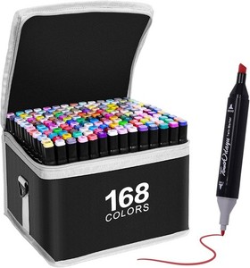 Atopshiny 168 Colors Alcohol Markers Dual Tip Chisel & Fine Multicolor Set