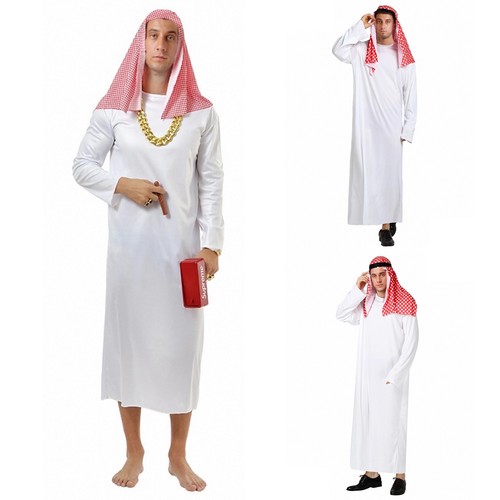 Mens Costume Carnival Jumpsuit 2-piece Set Robe Theme Party Outfits Adult Arab - Picture 16 of 27