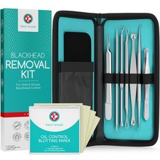 Blackhead Remover Kit Stainless Steel Oil Control 50 Sheets Acne Care Tools