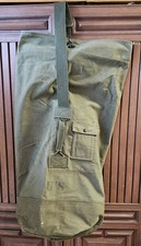 Vintage US Military Olive Drab Green Cotton Duck Canvas Duffle Bag Top Load