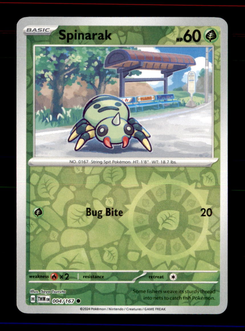 Spinarak 004/167 Common Twilight Masquerade Pokemon Reverse Holo Near Mint