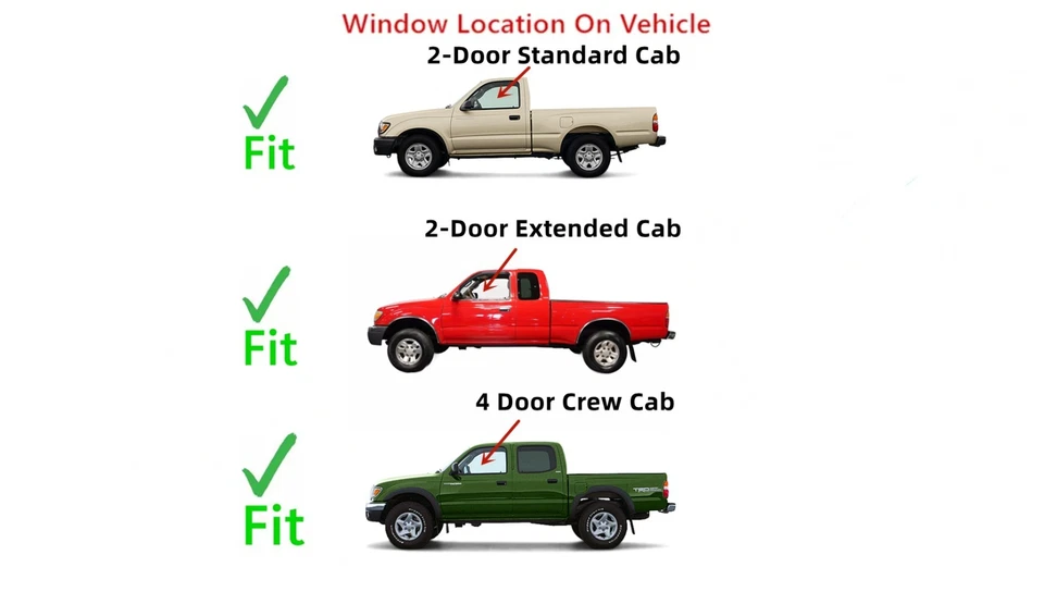 Fits 1995-2004 Toyota Tacoma 2&4 Door Driver Side Left Front Door Window Glass Foto 2 de 4