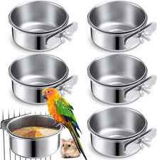 Sabary 6 Pcs Bird Feeding Dish Cups Stainless Steel Bird Bowls for Cage Parrot F