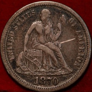 1870 Philadelphia Mint Silver Seated Liberty Dime