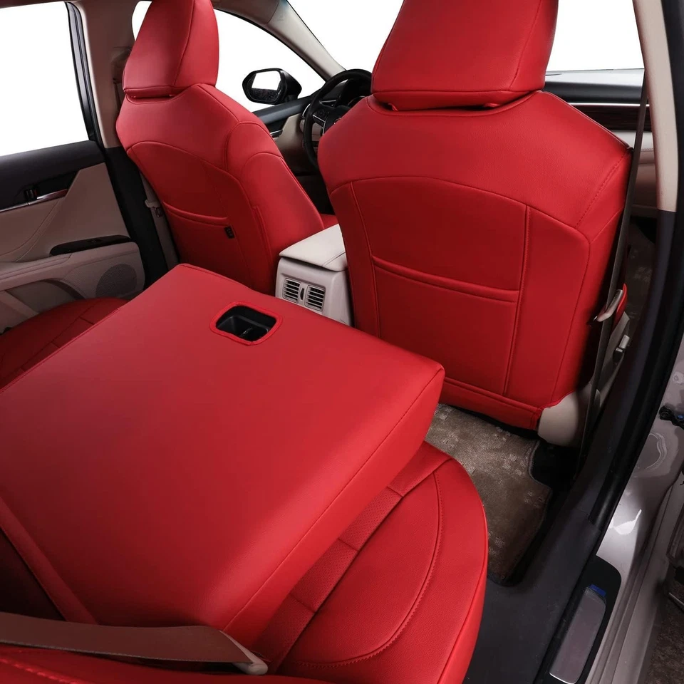 For Toyota Camry LE SE 2025-2026 Car Seat Cover Red Full Set Waterproof 5-Seat - Imagem 4 de 4