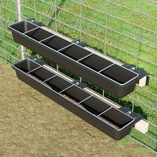 2 Pack Black Hook Over Goat Trough 9 Quart Livestock Feeder For Sheep Alpaca
