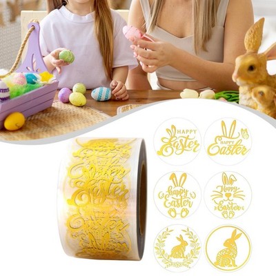 500 Stück Ostern Aufkleber Klar Gold Folie Design für Geschenkverpackung Urlaub Kinder