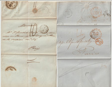 1848/64 4 x LONDON LETTERS & 1 WRAPPER PAID & UNPAID POSTAGE RATES TO FRANCE