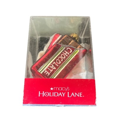 Macys Holiday Lane Molded Glass Chocolate Bar  Glass Christmas Ornament With Box