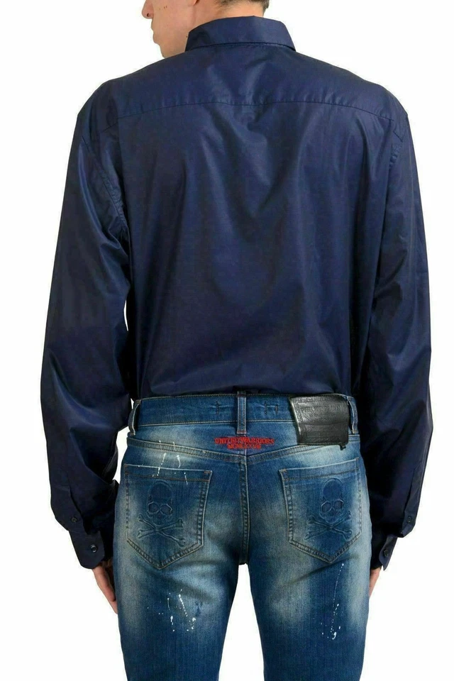 Camisa de vestir Versace para hombre púrpura manga larga US 17 IT 43 Foto 3 de 4