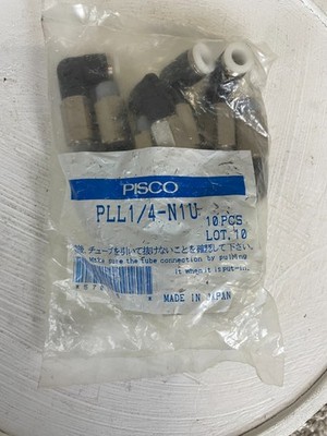 Pisco PLL1/4-N1U 10pcs Pneumatic Connector 90-Degree Tube Fitting