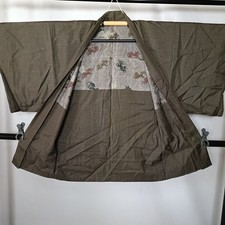 Vintage Men's Kimono Haori Jacket Oshima-Tumugi Karajishi Lion 9970