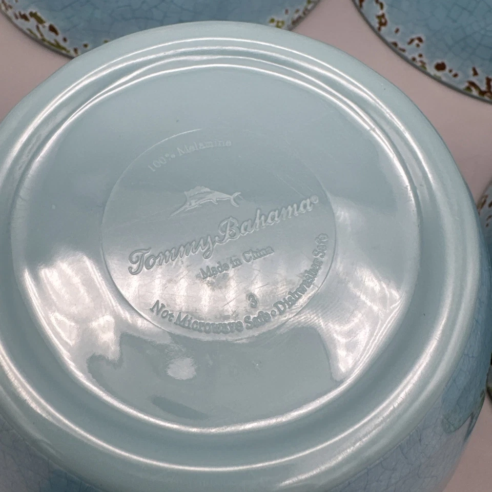 Lot 7x Tommy Bahama Blue & Gray Cereal Salad Soup Ice Cream Crackle Small Bowls - Image 4 of 4