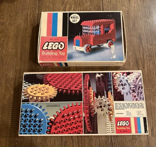 Vintage  1966 LEGO 001 Gears & 021 Wheel Set Samsonite w Boxes ( 2 Sets)