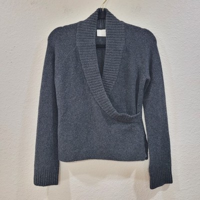 Anthropologie Ett Twa Small Tessa Alpaca Wool Faux Wrap Sweater Gray Ballerina
