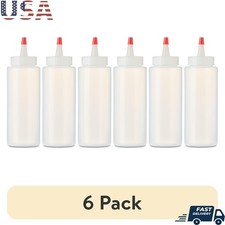 Clear Plastic Squeeze Bottles 6 Pack Leak Proof Airtight Lid Sauces Dressings US