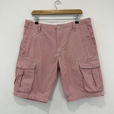 Country Road Cargo Shorts Men 36 Red Striped Cotton Casual