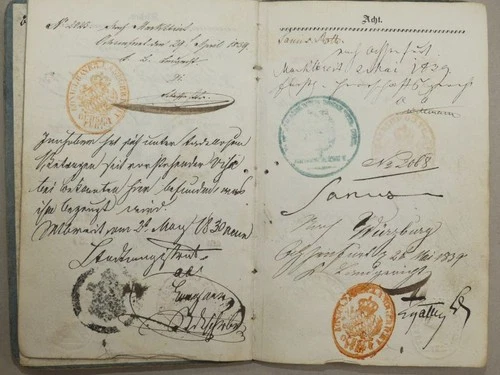 Libro escursionistico passaporto sellaio Svizzera Aarau passport - manoscritto polizia 1839 - Foto 11 di 12