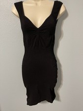 Intimately Free People Black Bodycon Mini Dress Smocked Sweetheart Slip Medium