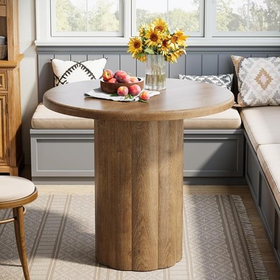 Round Dining Table for 2-4 People, 31.5-Inch Small Kitchen Table w/ Sturdy Base