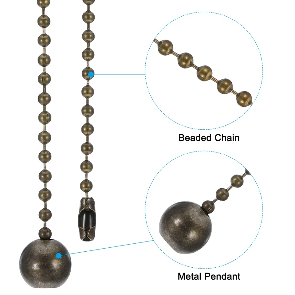 Ventilador de techo 4 piezas 1M cadena de tracción con cuentas con colgante de bola bronce Foto 3 de 4