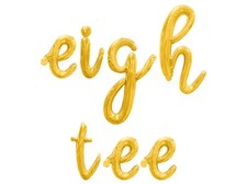 EIGH TEE Cursive Letter Balloon Banner - 80th Birthday Party Supply Decorations