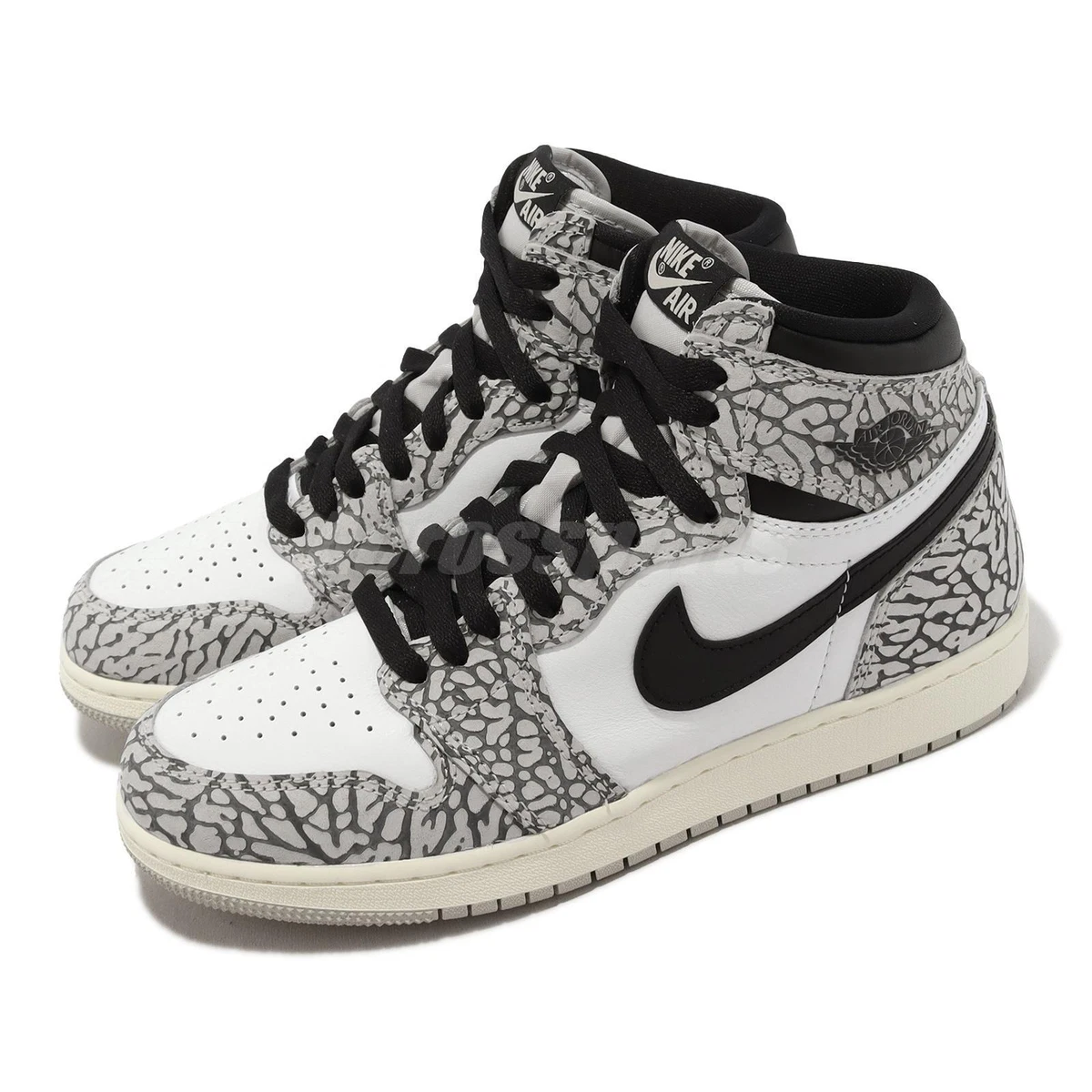 Nike Air Jordan 1 Retro High OG White Cement Grey Black Kid Women AJ1  FD1437-052