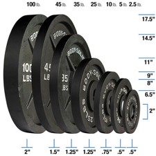 Cast Iron Olympic Plates 2.5, 5, 10, 25, 35, 45, 100 lb.