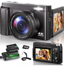 4K Digital Camera 48MP 60FPS Video HDMI Photo 16x Zoom w/32G SD Vlogging Youtube