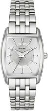 Bulova 96L130 Silver Tone Silver Dial Womens Tonneau Style Dress Watch