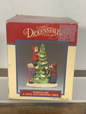 1991 LEMAX DICKENSVALE ~ PORCELAIN 4 KIDS DECORATING TREE ~ #13026