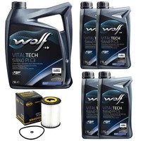 MotoröL Set Wolf Vitaltech Pi C3 5W40 9 Liter + ÖLfilter FüR Mercedes E-Klasse