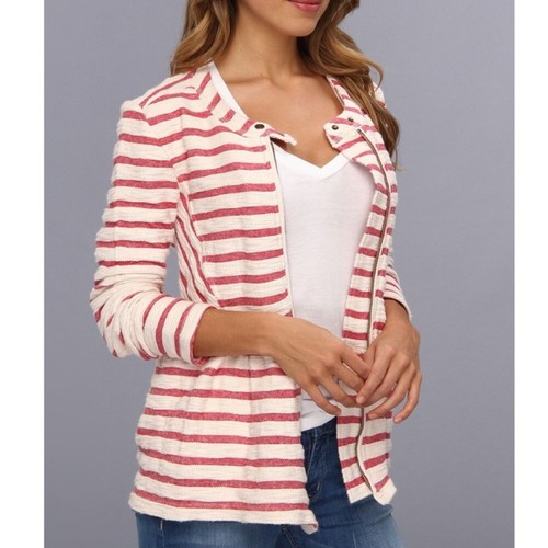 Free People STRIPED PEPLUM JACKET red 