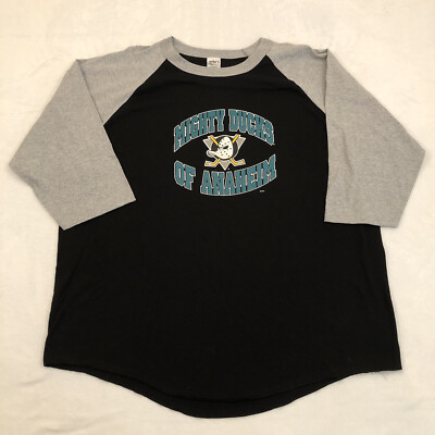 Mighty Ducks Of Anaheim Black Gray 3/4 Longsleeve Shaka Active Shirt Mens 3XL
