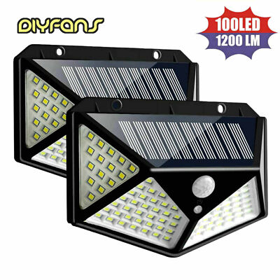 208 LED Außen Solar Power Wandleuchte PIR Bewegungssensor Gartenlampe