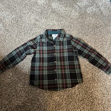 Little Boys Tommy Bahama Green Plaid Button Up Shirt Size 4 XS