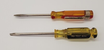 Vintage Stanley & Tru-Test 6240 Pocket Clip Screwdriver Flat Head Lot of 2 USA