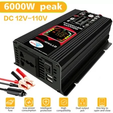 6000W Portable Power Inverter 12V DC to 110V AC Car Charger Plug in Adapter