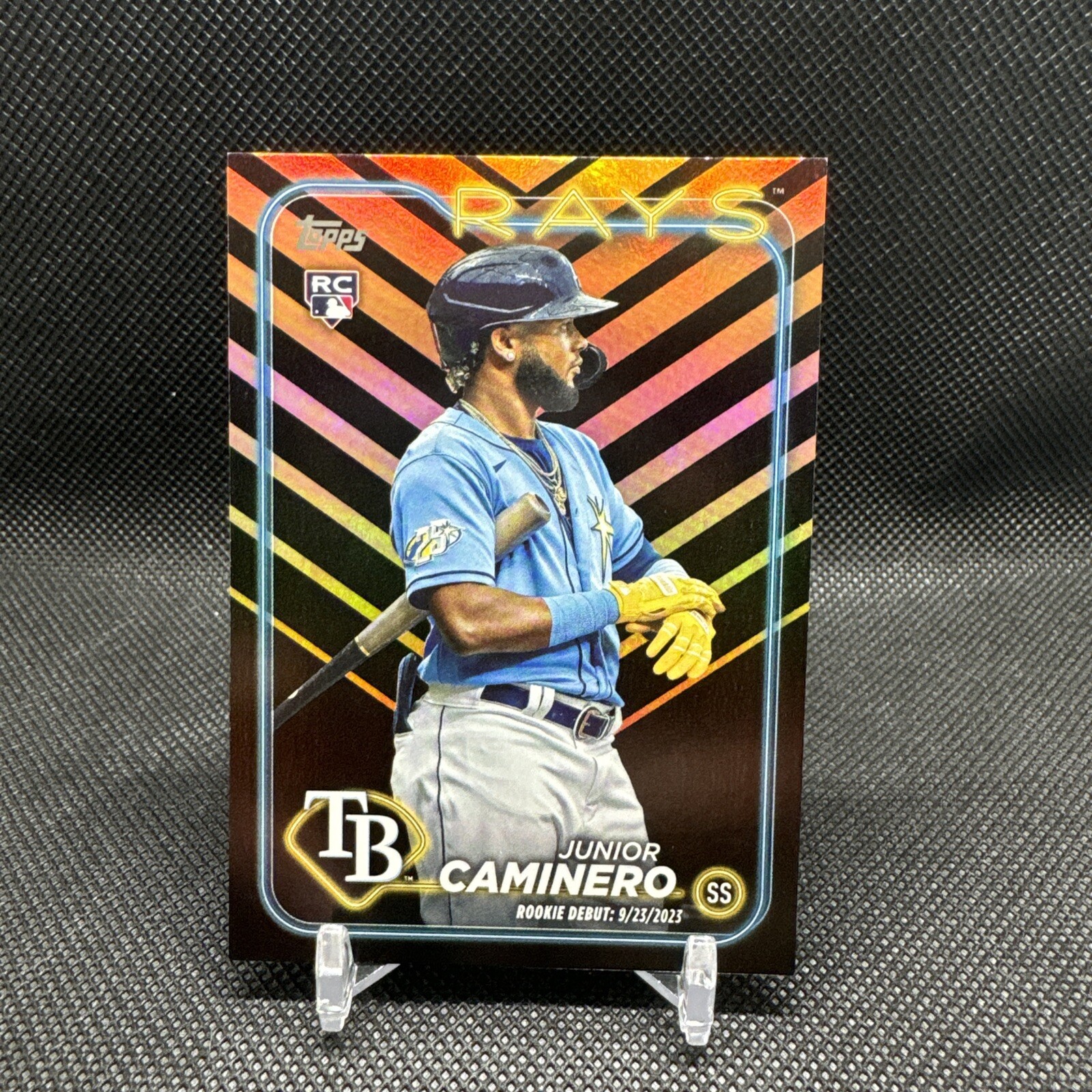 2024 Topps Update Junior Caminero Rookie Debut Orange & Black Foil #US223