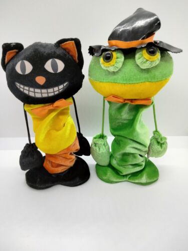 2 Vintage Dan Dee Halloween Pop Upslights and sound Cat/Frog - Afbeelding 1 van 8