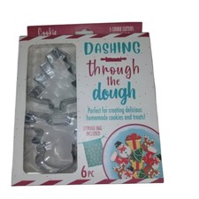 Cookie Cutter Set 6 Piece Dashing Through The Dough With Storage Bag. New.