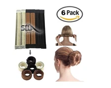 6-Pack Hair Donut Bun Maker Set – DIY Foam Styling Tools for Women’s Updos