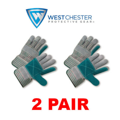 West Chester 500DP LARGE Double Palm Split Leather Gloves (2 Pair)