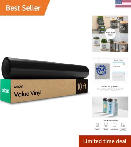 Affordable Black Permanent Vinyl 12 in x 10 ft - Ideal for Crafting and Labels