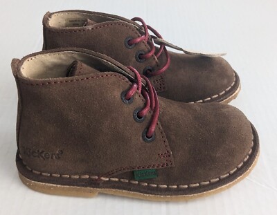 Kickers Kick Hi Short Laced Dark Beige Childrens Boots Size 10 US 27 EUR