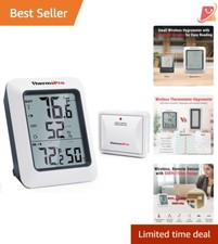 Wireless Digital Hygrometer with 500ft Range - Indoor/Outdoor Thermometer
