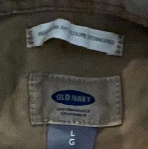 Old Navy Short Sleeve Shirt Button Up Khaki Pockets Nice Twill Cotton Large A133
